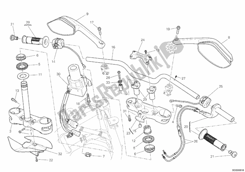 All parts for the Handlebar of the Ducati Multistrada 1200 ABS USA 2011